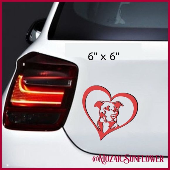 American Staffordshire American Pitbull Terrier Pibble Heart Vinyl Decal NWT - Picture 2 of 3
